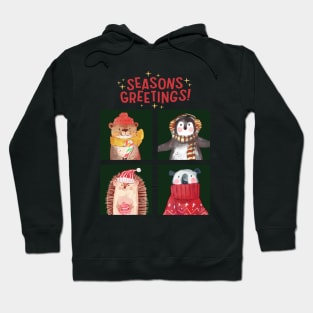 Seasons Greetings Tis The Season To Be Jolly Cute Christmas animals Hoodie